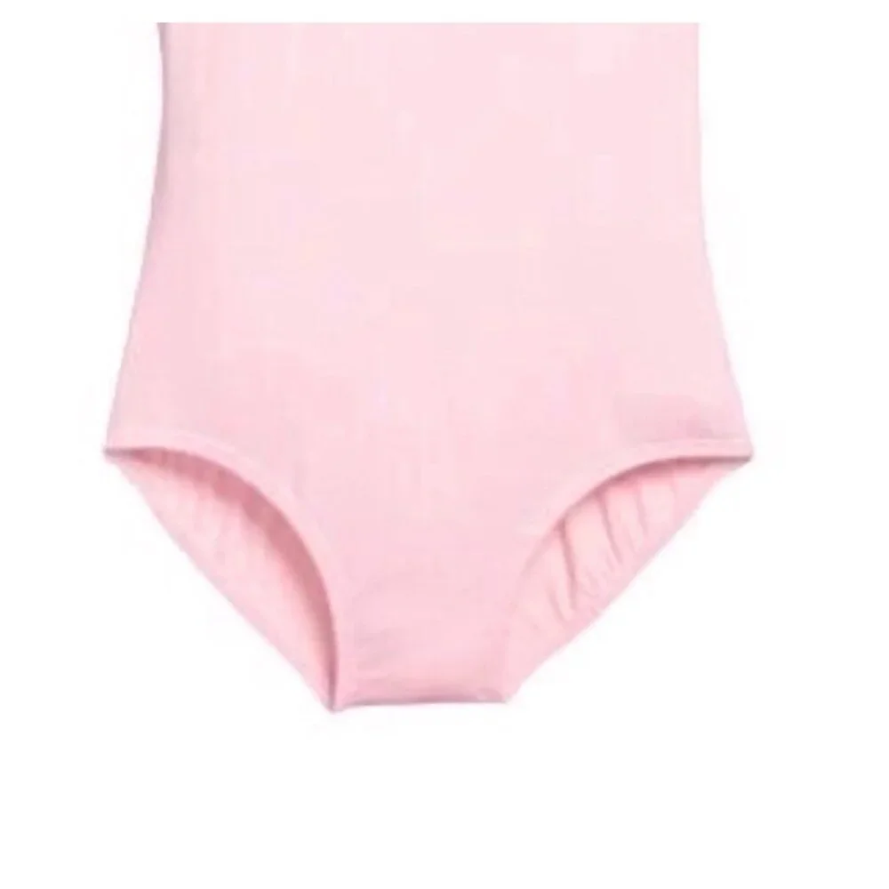 Danskin Childs L 12-14 Leotard Petal Pink Short Sleeve Scoop Neck Dance